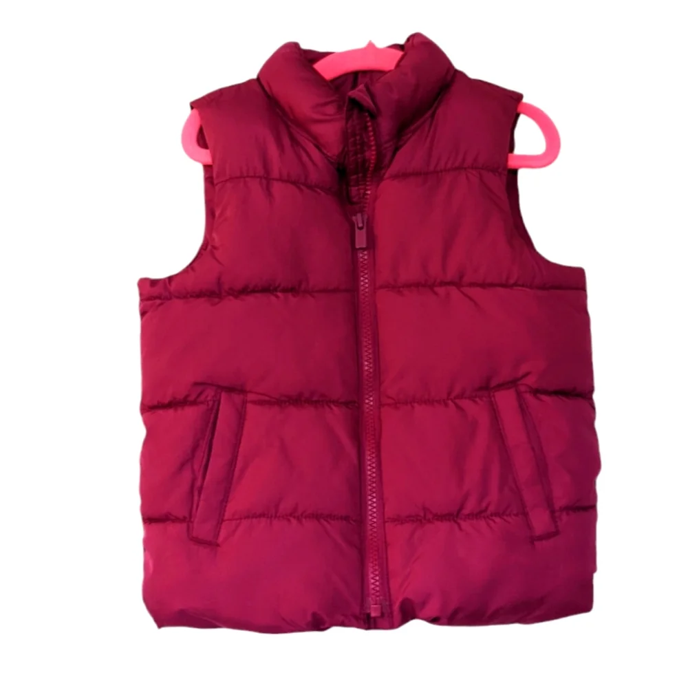 Old Navy girls pink puffer vest size 4t zipper closure with pockets